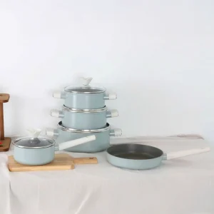 Bộ nồi phủ sứ chống dính Amey AM097 - Xanh ngọc
