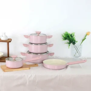 Bộ nồi phủ sứ chống dính Amey AM098 - Hồng